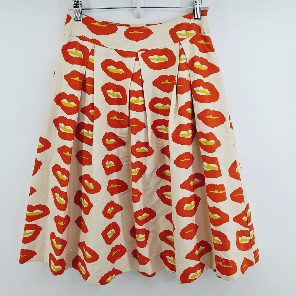 Essentiel Antwerp Midi Skirt in Red Lip Print Size 6